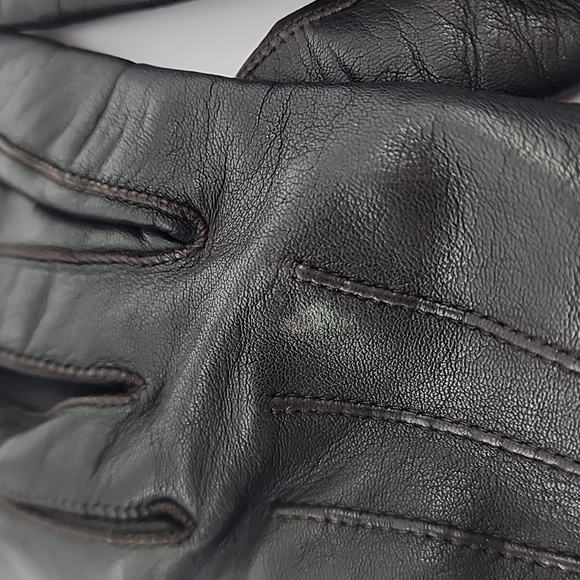Coach Black Leather and Cashmere Gloves - Picture 4 of 8